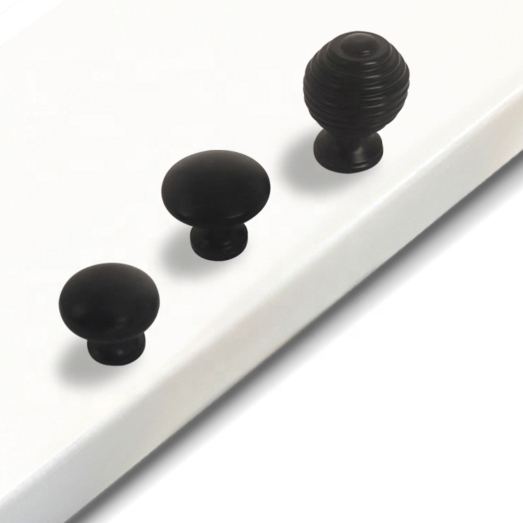 Black Cabinet Handles Solid Drawer Knobs Kitchen Cupboard Door Metal Pulls Furniture Handle & Knob