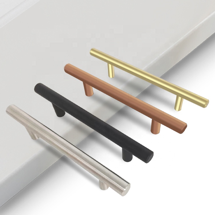 Brushed brass cabinet metal pull handle Stainless Steel T Bar Cabinet Handle Lemari Tubular furniture handle